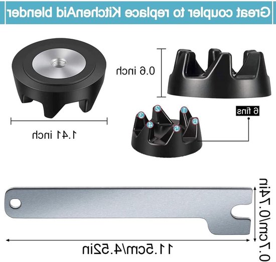 3 x Vervangende Mixer Couplers Geschikt voor Blender, Keukenapparatuur en Accessoires (Inclusief Montage Sleutel) — afbeelding 5