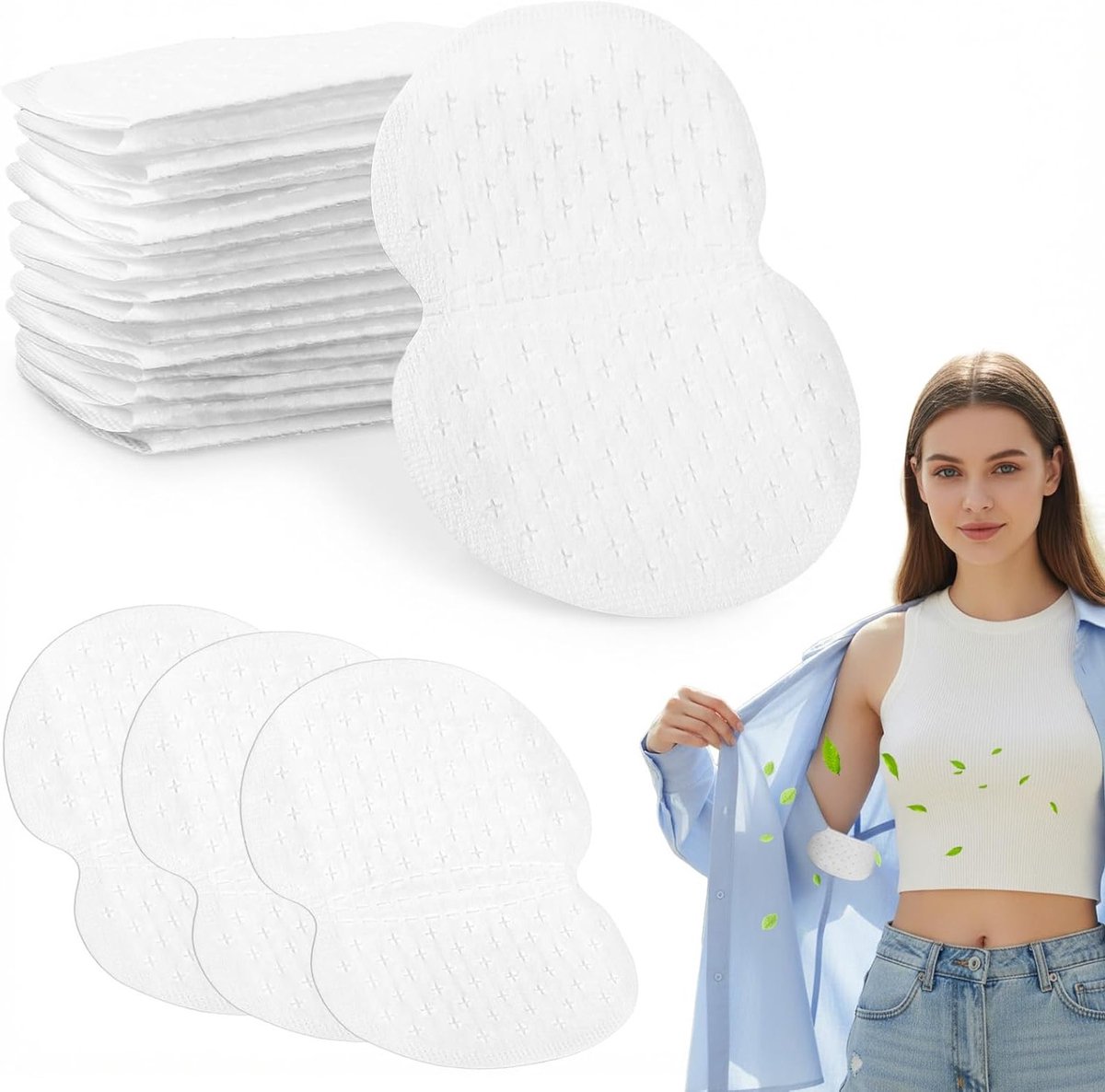 Set van 50 Zelfklevende Onderarm Pads, Onzichtbare Anti-Zweet Pads, Effectieve Bescherming tegen Zweet voor Mannen en Vrouwen, Ademend en Comfortabel