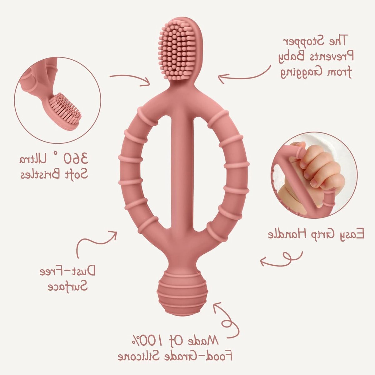 Baby Bijtringen en Kauwspeelgoed voor Baby's, 2 Stuks, Silicone Tandenborstels, Tandverzorging en Gummassage vanaf 3 Maanden, BPA-vrij