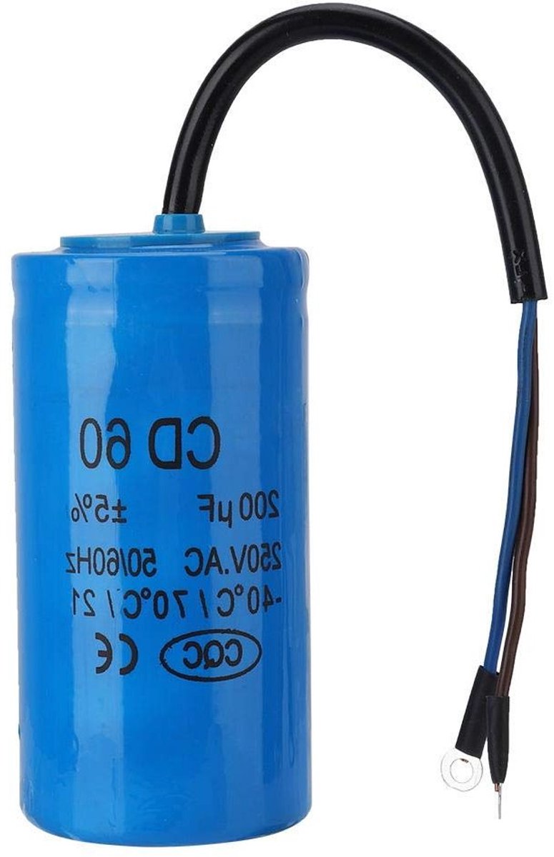 Start- en loopcondensator 200 uF, 250 V AC, voor luchtcompressor met aansluitdraad, 50/60 Hz, betrouwbare energievoorziening en optimale prestaties