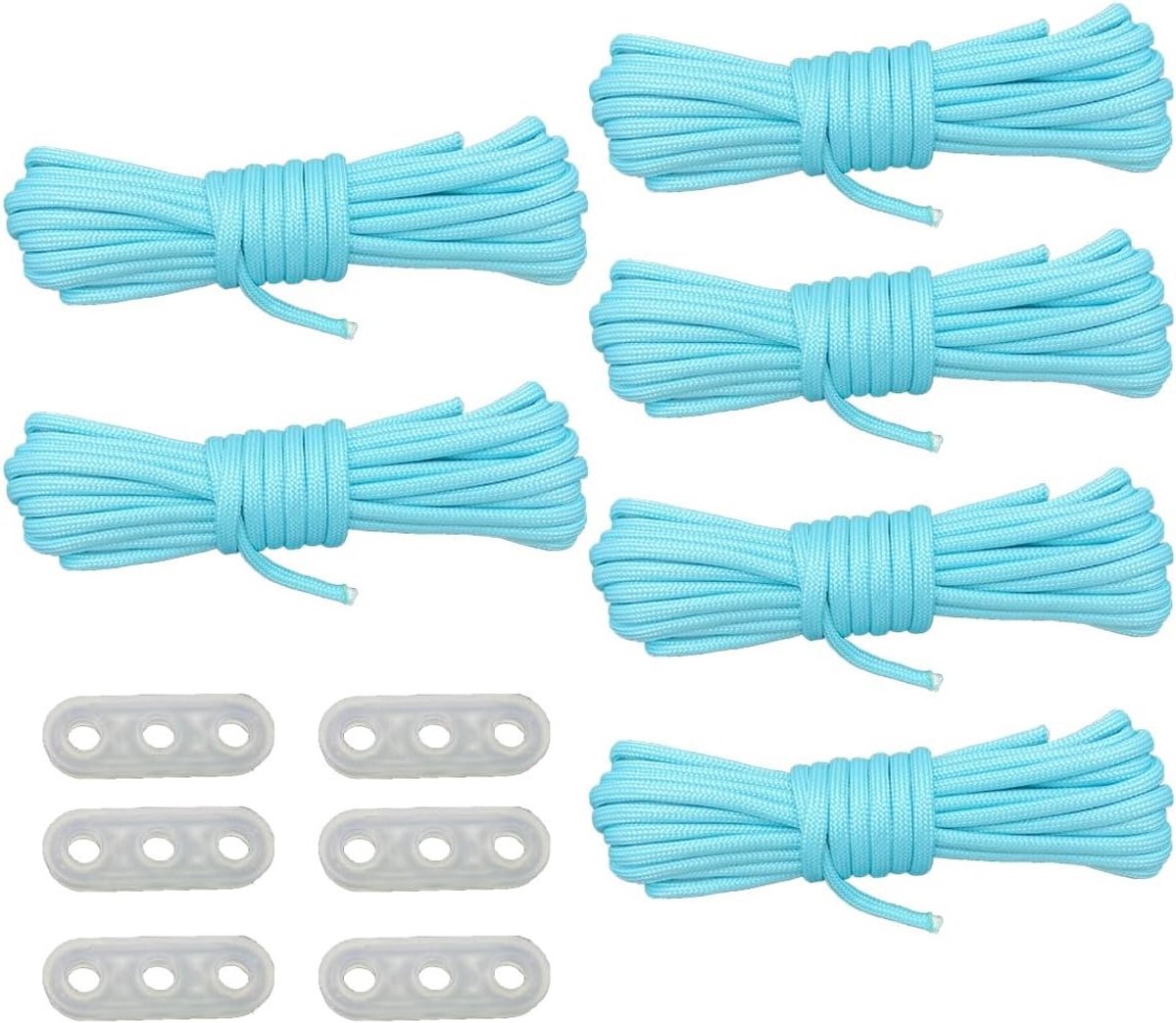 6-pack 4mm x 4m tentlijnen, fluorescerende paracord voor camping, stevige en duurzame touw voor tenten en luifels