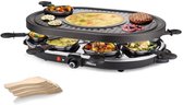 Princess Gourmetstel 162700 - Raclette Oval Grill Party - Speciaal crêpegedeelte - 8 personen - 43 x 30 cm - 2 meter snoer - 1200W - Regelebare thermostaat - 8 pannetjes