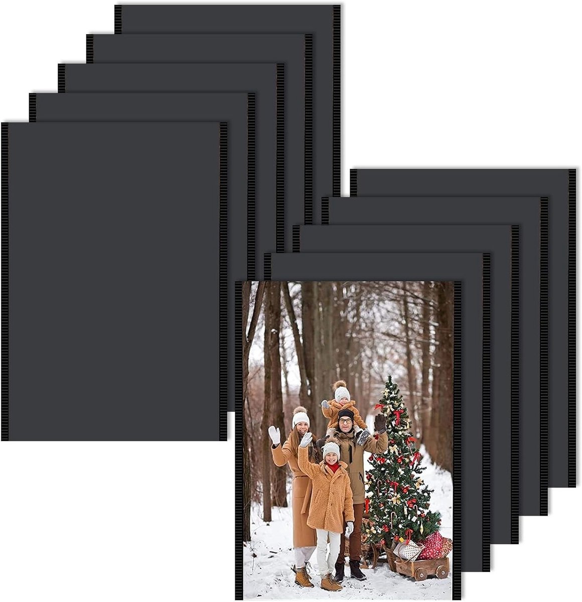 Set van 10 Magnetische Fotolijsten voor Polaroid Mini Film 9.5 x 6 cm - Zwarte Magnetische Fotolijsten voor Koelkast, Perfect voor Foto's, Postkaarten en Notities