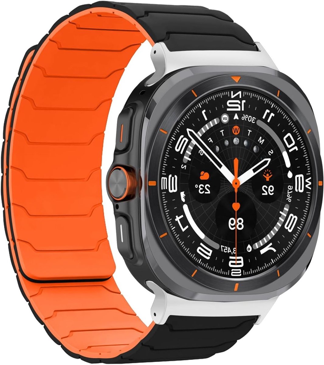 Compatibele Armband voor Galaxy Watch Ultra 47 mm - Sterke Magnetische Silicone Vervangband voor Mannen en Vrouwen - Zwart, Duurzaam en Comfortabel