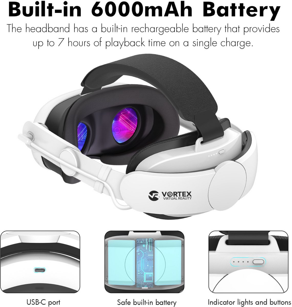 Elite Strap met 6000 mAh batterij voor Meta Quest 3S, Quest 3 thumbnail 4