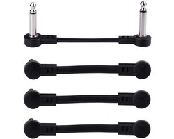 Guitar Patch Cord 6.35mm Hoekige Instrument Jumper Kabel voor Gitaar en Bas Effectpedalen, 5cm Pedalboard Verbinding Kabel voor Optimaal Geluid