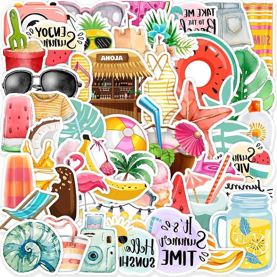 150 Zomer Scrapbooking Stickers voor Hawaii Thema, Aesthetic Stickers voor Feestjes, Vakantie en Dagboek Creaties