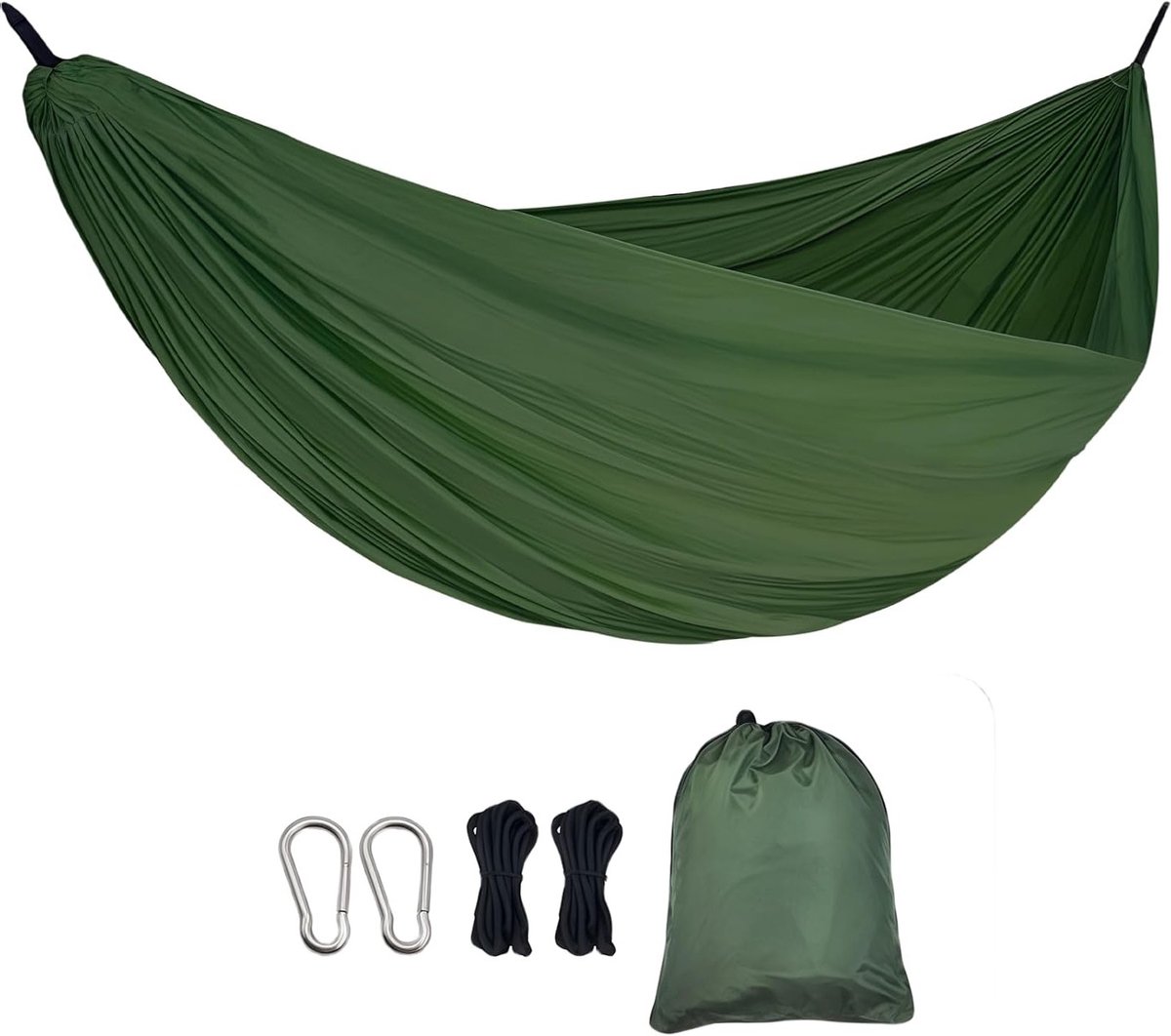 Ultralichte Hangmat voor 2 Personen met een Draagcapaciteit van 300 kg, Ideaal voor Kamperen, Tuin en Reizen, 270 x 140 cm met Verstelbare Riemen en Karabijnhaak van Ademend Nylon Ripstop