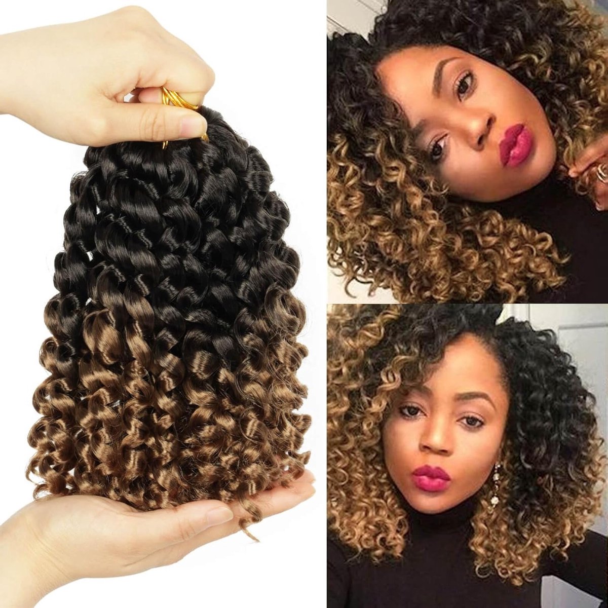 3 Packs Haakhaar voor Vrouwen - 20cm Gogo Jamaican Ombre Vlecht Haar - 36 Strengen #1B/27 voor Stijlvolle Haarstijl