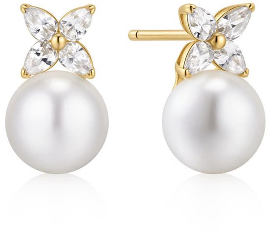 Foto: Gold pearl clover stud earrings e