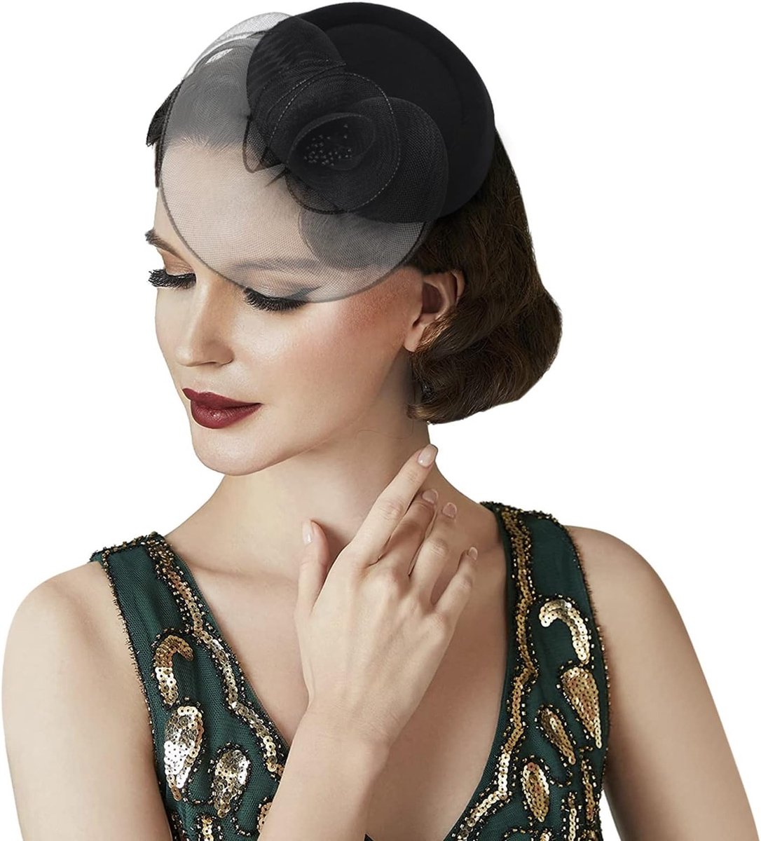 Elegante fascinator met sluier voor cocktail- en theepartijen, bruiloften en kerkgelegenheden - Haaraccessoire voor dames en meisjes