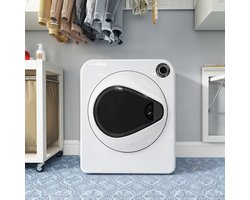 Re-purelife® wasdroger 4 kg met 4 programma's - compacte kledingdroger van roestvrij staal en PCM-behuizing - stapelbare droogtrommel met koelfunctie en wandmontage - wit 49,5 × 41,5 × 59,5 cm