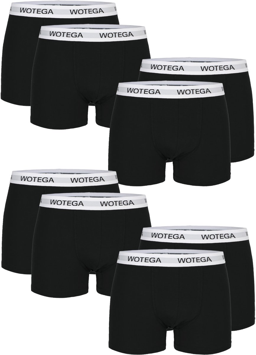 WOTEGA Heren Boxershort Joe – Slim Fit – Katoen Stretch – Zwart – 8-pack