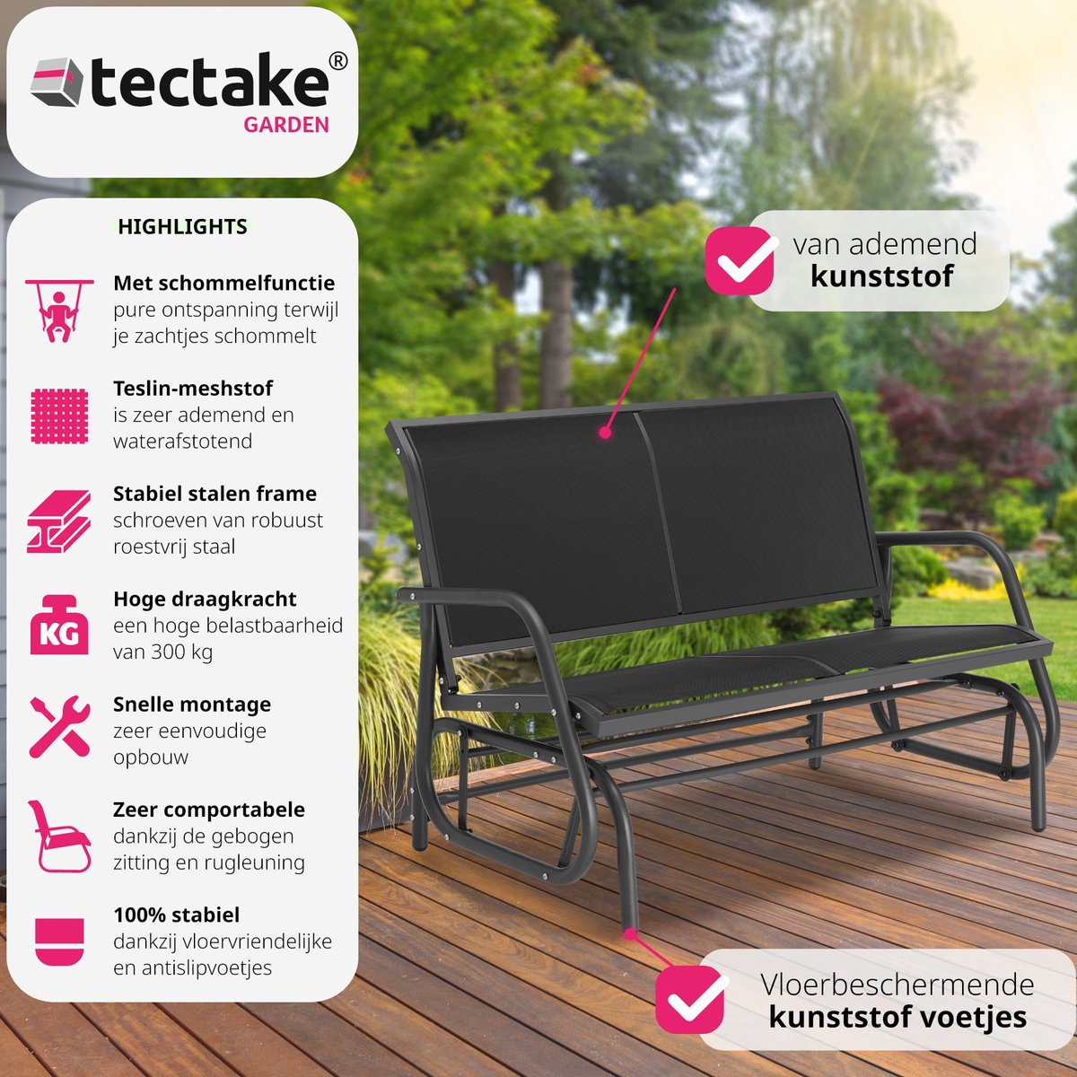 tectake tectake Outdoor Schommelbank - afbeelding 2