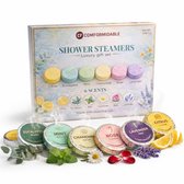 Comformidable Shower Steamers Cadeauset – 12 Douche Steamers – 6 Geuren met Essentiële Oliën – Shower Bomb - Aromatherapie Douche Tabletten – Bruisbal Douche