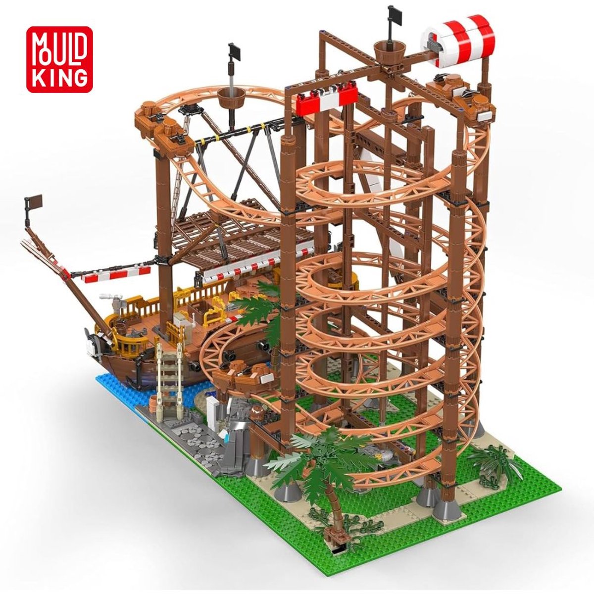 Mould King 11013 Double Helix achtbaan bouwset | Kermis architecture ideas modelbouw | Technische creator classic speelgoed bouwpakketten voor volwassenen & kinderen | Expert icons muziekdoos | Motor niet geschikt voor Lego technic | 2174 bouwstenen — afbeelding 13