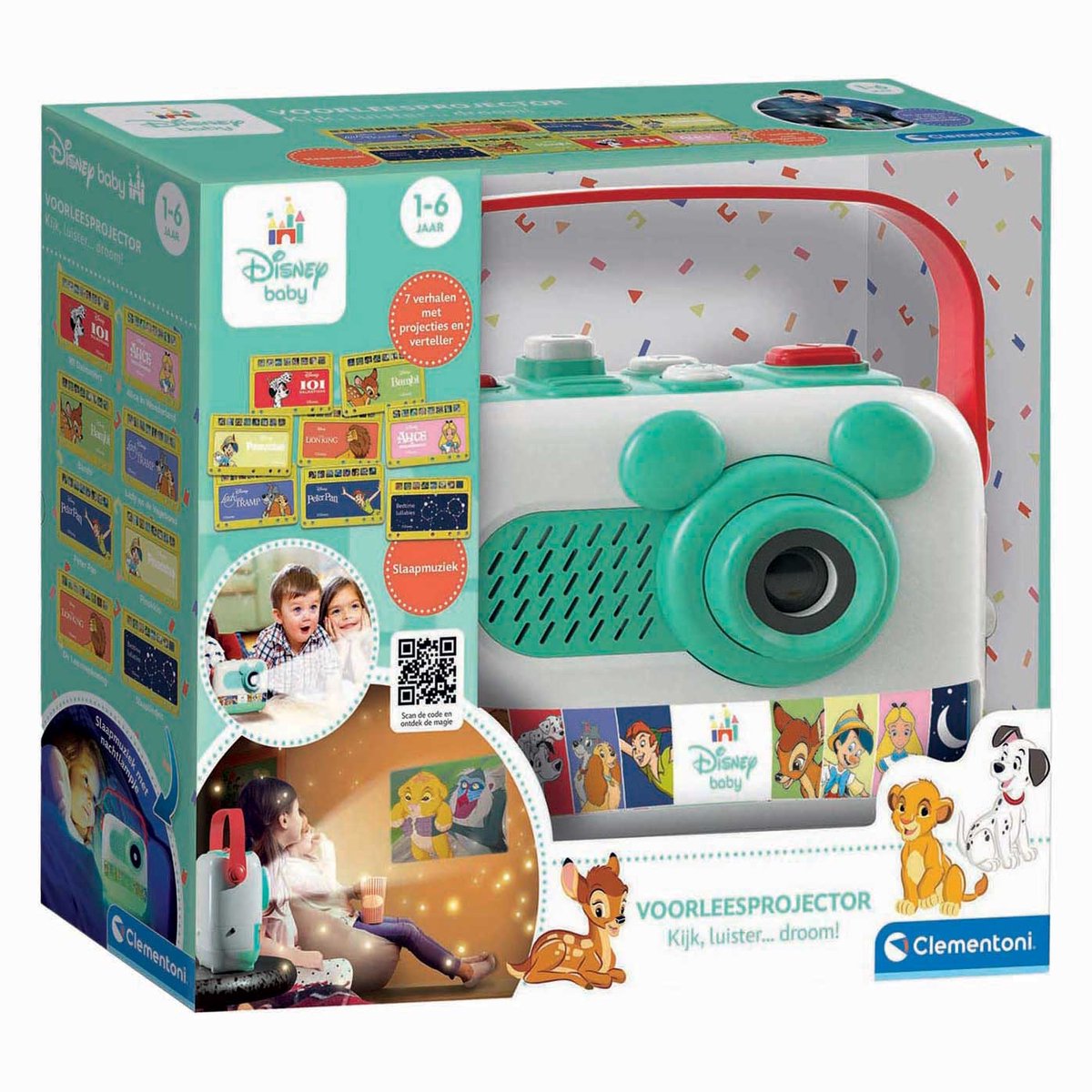 Clementoni Disney Baby Voorleesprojector Lion King & Bambi en Meer - Nachtlampje Kinderen - Projector met Muziek en Verhalen - vanaf 1 tot 6 Jaar