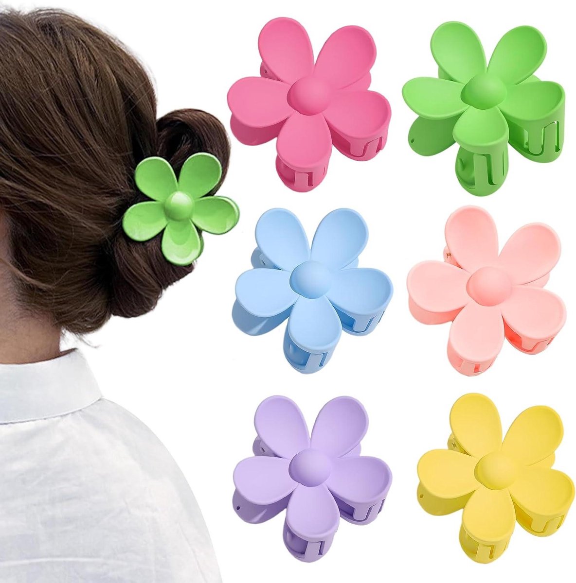 Haarklemmen Set - Bloem Accessoires - Dagelijks Gebruik - Antislip Grip - 6 Stuks - Gekleurd
