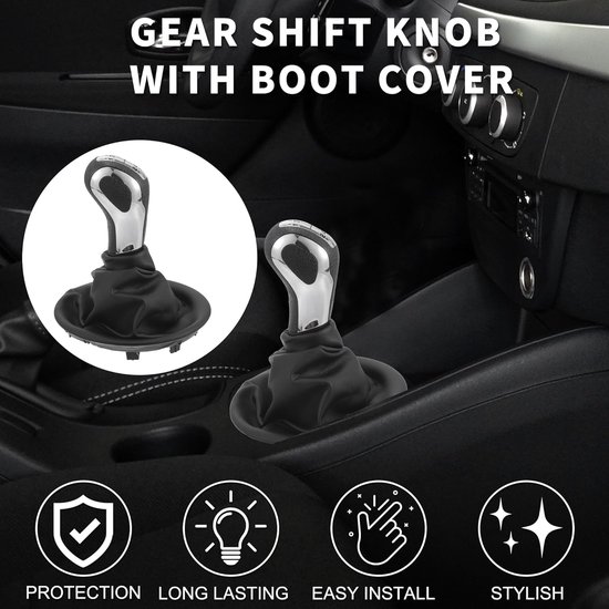 Schakelknop met Afdekking - Pookknop Versnellingsbak - Auto Interieur Upgrade - 5-Versnellingen Handmatig - Zwart Zilver — afbeelding 3