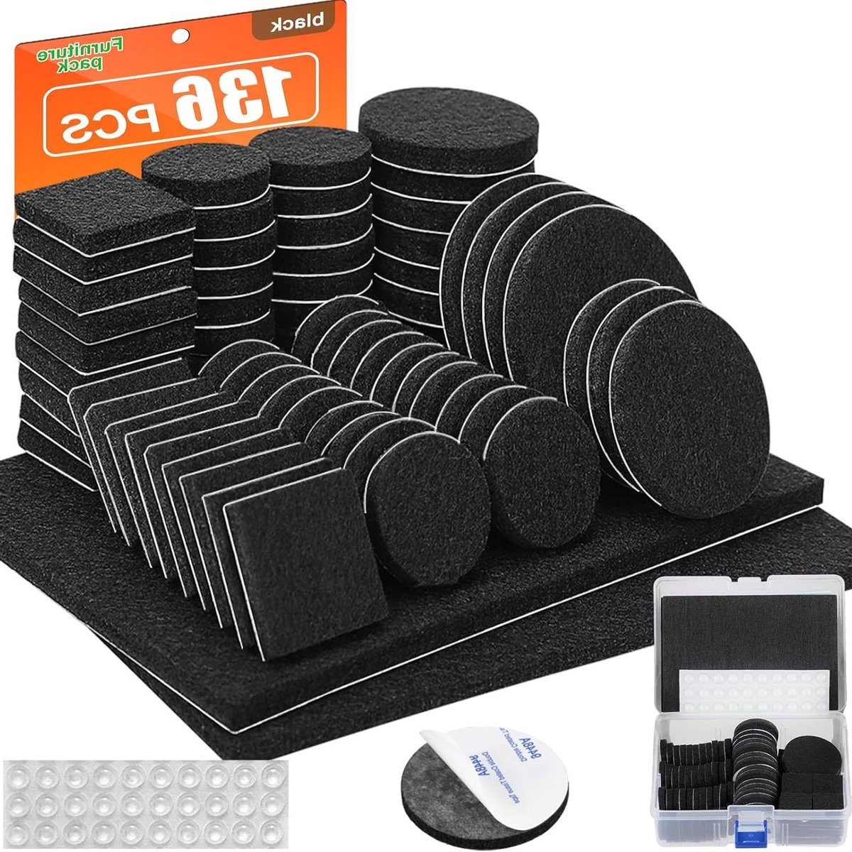 Meubelpads 136 stuks pack zelfklevend vilt pad zwart vilt meubels pads 5 mm dikke anti kra