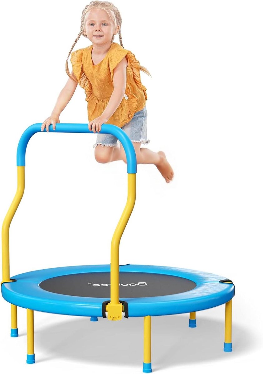 Mini Trampoline - Kinder Springkussen - Binnen en buiten - Veilig schuimhandvat - 914 cm - Blauw