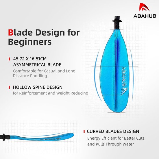 Kajak Peddel - Dubbele Peddel Roeispaan - Watersport Varen - Verstelbaar Lichtgewicht - 220cm tot 240cm - Blauw — afbeelding 2