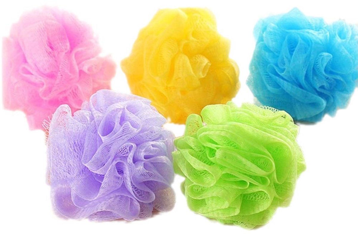 TRIXES Set van 5 Exfoliërende Lichaamsloofahs in Diverse Kleuren