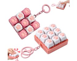 2 stuks - Keyboard Fidget Toy - 9 siliconen toetsen met kattenpootjes - Fidget toys - Toetsenbord speelgoed - Sleutelhangers - Sensorisch Antistress Speeltje - 6x6x3cm - toetsenbordtoetsenspeelgoed - voor ontspanning