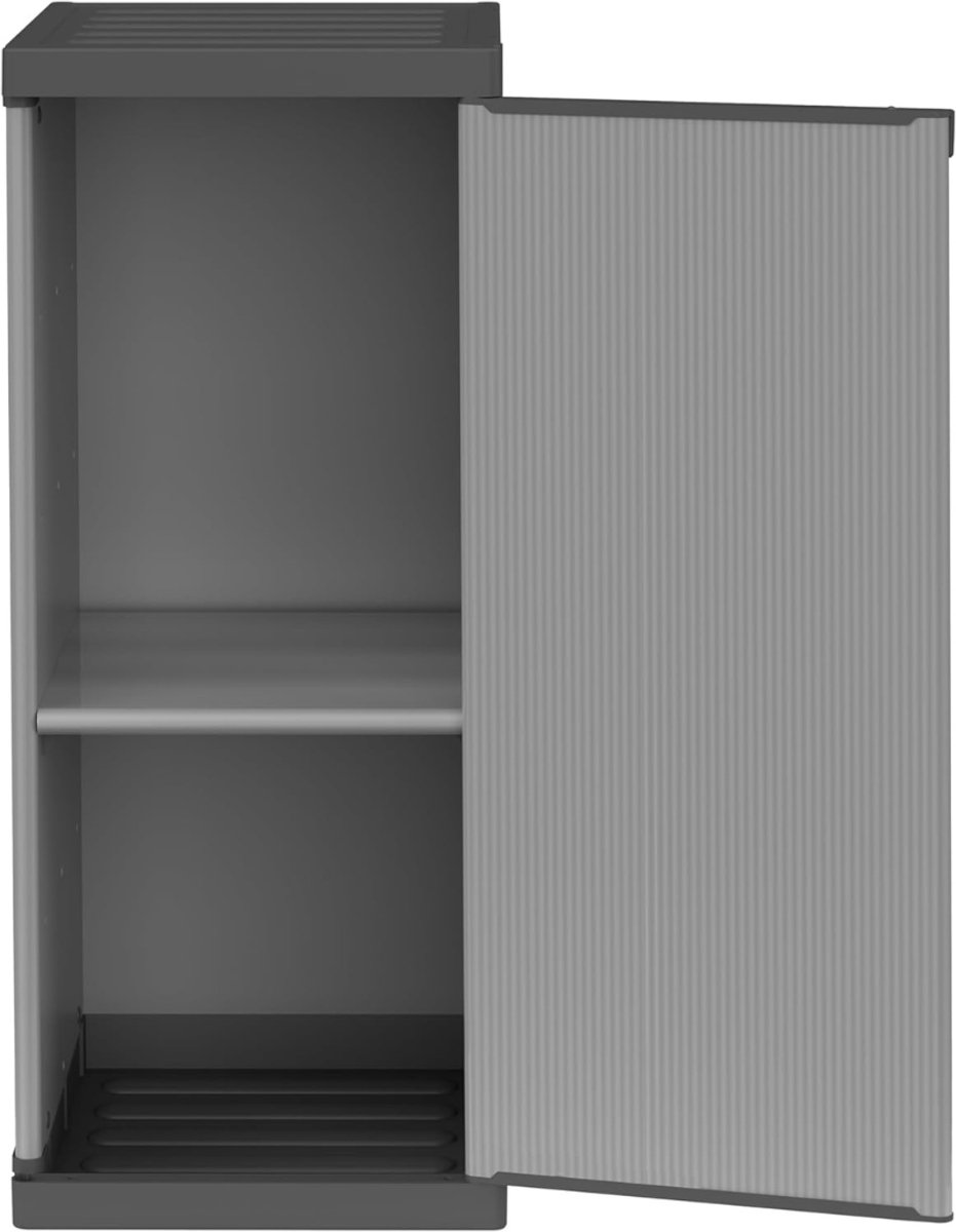 HEZIVO® Tuinkast Kunststof - Opberghok - Voor Buiten - Weerbestendig - Zwart en Grijs - 34 x 40 x 85 cm
