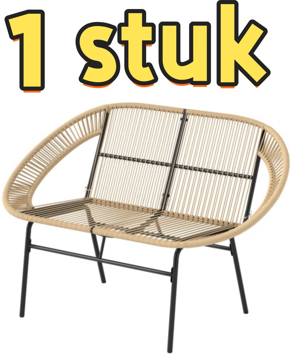 1 stuk - Tweepersoons tuinbank - Gemaakt van gevlochten rotan - Zeer weerbestendig - Rotanstijl - UV-bestendig, met rugleuning - Draagvermogen 260 kg - Geschikt voor balkons, terrassen en tuinen - 126 x 72 x 83 cm - Khaki