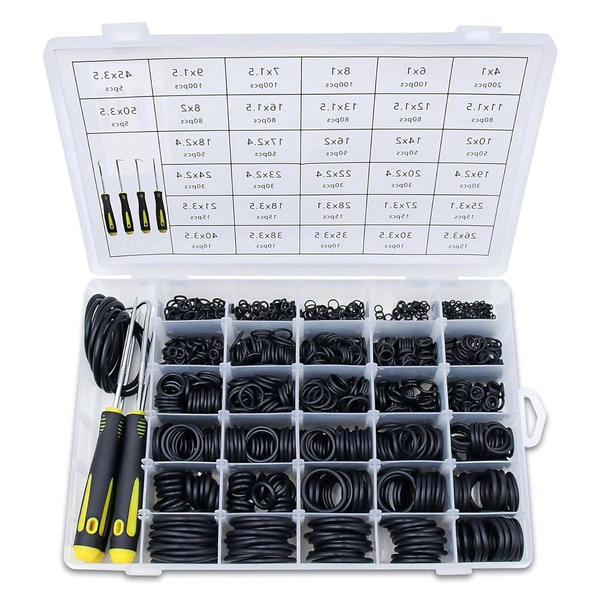 O-Ring Assortiment - Rubberen Afdichtingen - Reparatie Werkzaamheden - 1540 Stuks 32 Maten - 4mm tot 50mm - Zwart