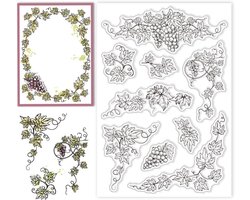 GLOBLELAND Druivenranken Hoek Doorzichtige Stempels voor Kaarten Maken Planten Bladeren Kant Hoek Siliconen Doorzichtige Stempels Transparante Stempels voor DIY Scrapbooking Journal Huisdecoratie