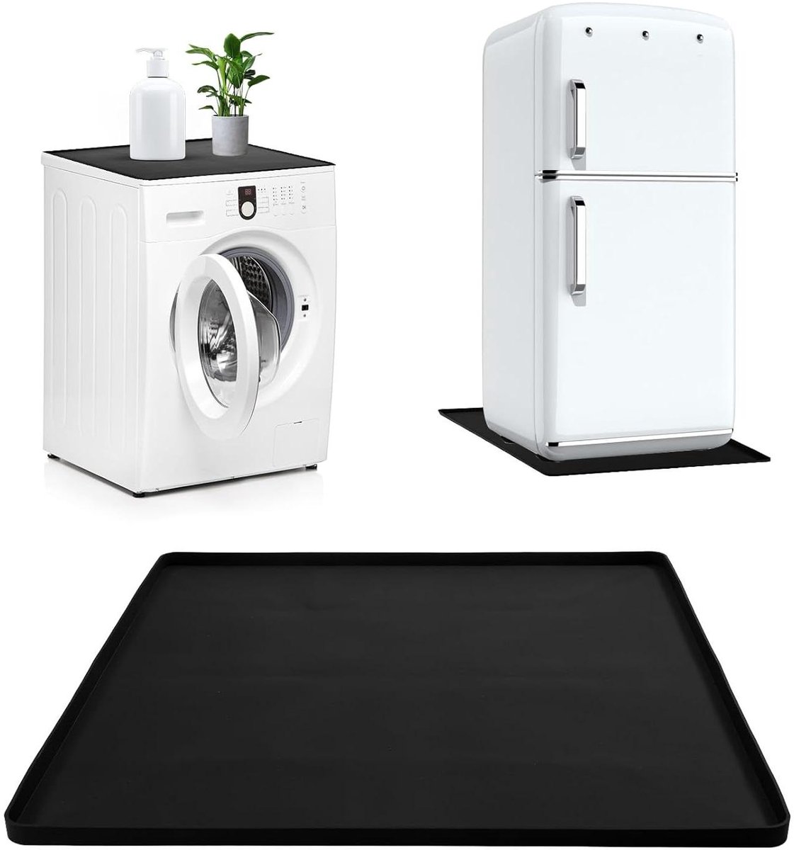 Koelkast Mat - Vloerbeschermer - Apparaat Bescherming - Verhoogde Rand - 60x60cm - Zwart