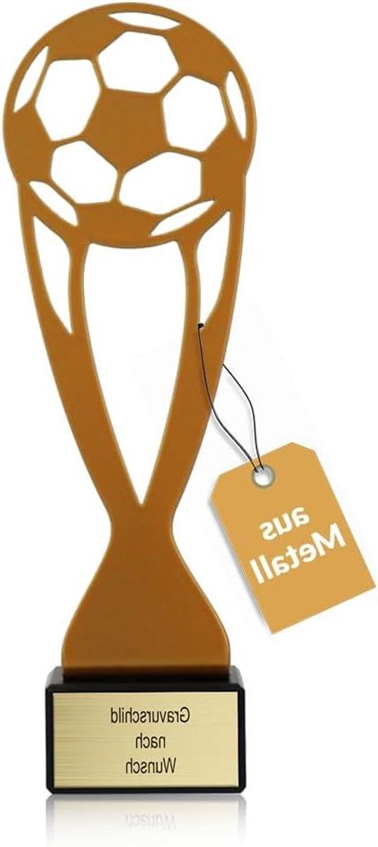 Voetbalbeker Metaal - Trofee Gouden Beker - Wedstrijd Prijs - Gepersonaliseerd Gravure - 21 cm Hoog - Goud