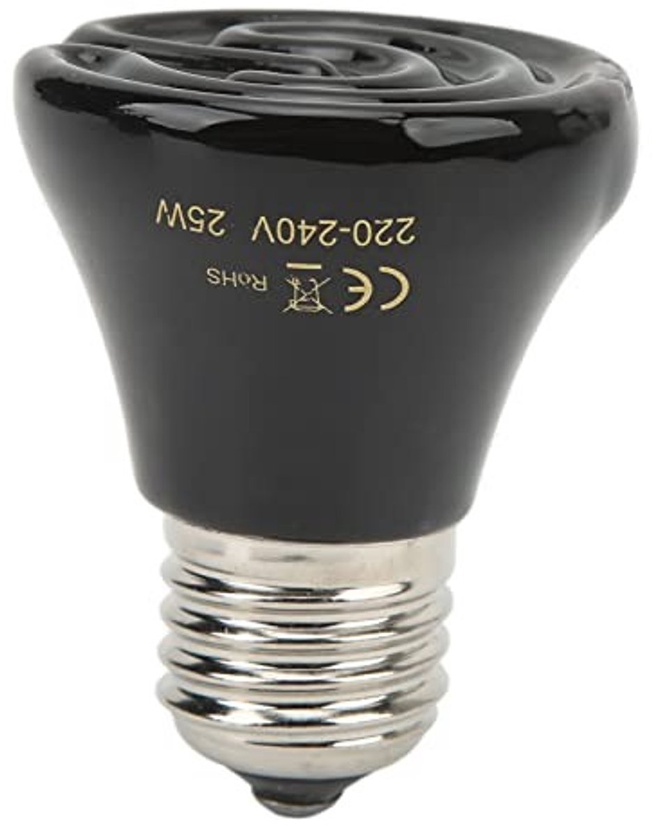Mini Infrarood Verwarmingslamp voor Reptielen - Keramische 25W Lamp voor 24 Uur Verwarming