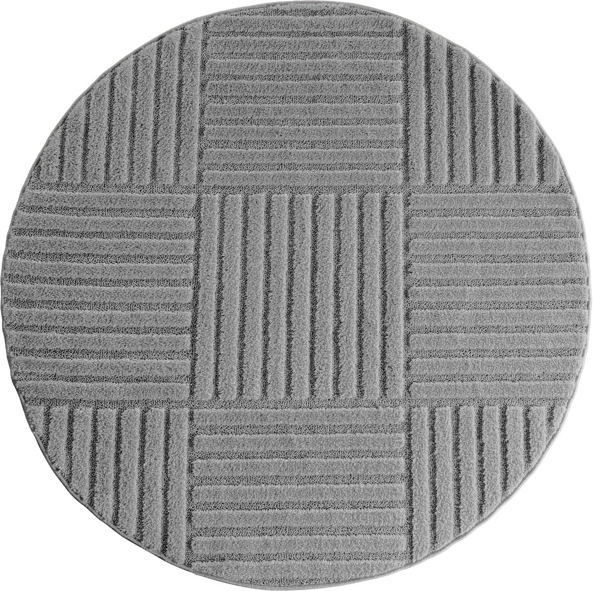 Muratap Japandi Art Kubic - Rond Scandinavisch Vloerkleed - Laagpolig Effen - Grijs- 160 CM Ø
