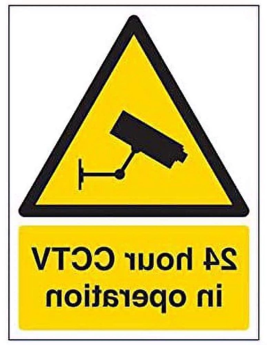 CCTV Waarschuwingsbord - Camerabewaking Bord - Veiligheid Melding - 24 Uur Per Dag - 150x200mm - Zwart