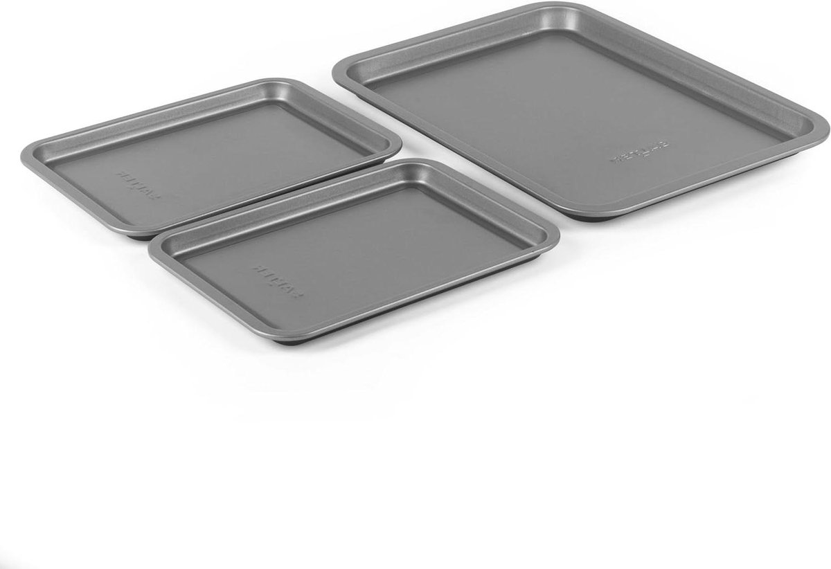 Bakplaat Set - Ovenplaten - Bakken - Antiaanbaklaag - 3 Stuks - Zilver