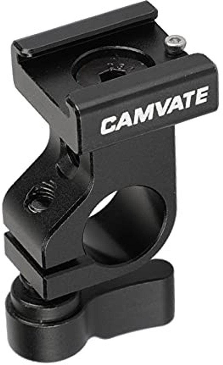 CAMVATE 15 mm Side Single Rod Clamp met Cold Shoe Adapter voor Camera Accessoires - Zwart