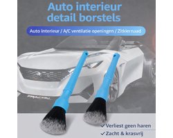 TLVX 2 Stuks Professionele Auto Detail Borstel / Zeer Zachte haren / Brush / Krasvrij Schoonmaken / Auto Detailing / Interieur / Dashboard / Exterieur / Velgen / Logo’s / Tankdop / Plastic delen / Stofvrij maken / Wasbaar / Herbruikbaar / Set