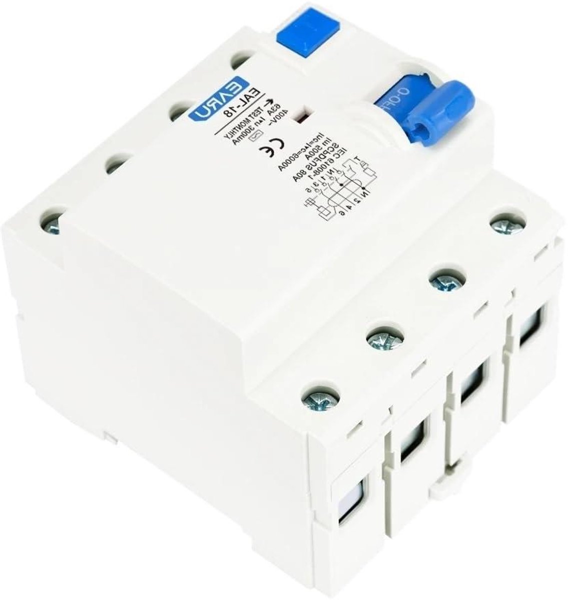 Stroomonderbreker - Zekeringsautomaat FI - Circuitbeveiliging - Type AC foutstroom - 4P 25A 30mA - Grijs