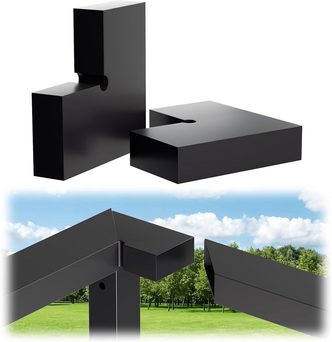 Hoekconnectoren Leuning - Verbindingsstukken Rail - 90 Graden Hoek - Sterke POM Materiaal - 100mm Lengte - Zwart