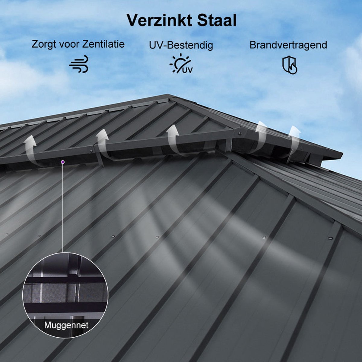 Purple Leaf Hardtop pavillon 4,25 x 3 m - gris luxe avec éclairage