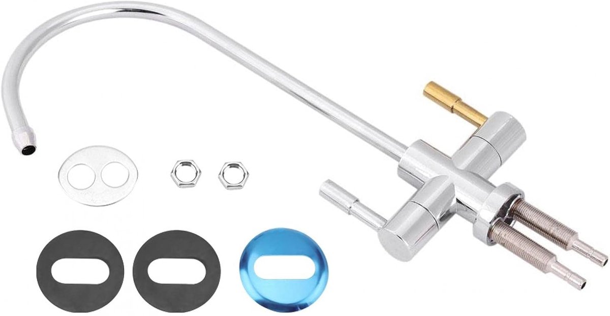Dual Lever Faucet - Dubbele Waterkraan - 1/4'' Dubbele Gaten - Keuken Kraan - Chroom - Omgekeerde Osmose RO Drinkwaterfilter