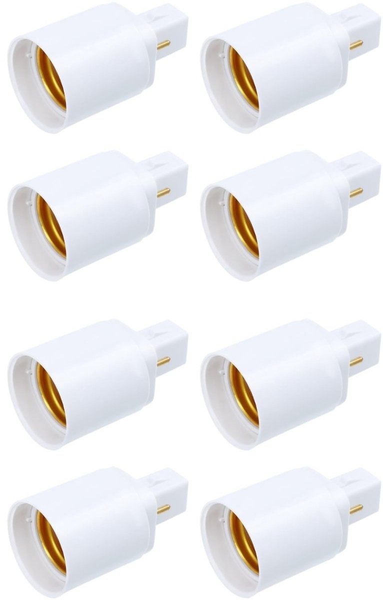Vt products - G24 naar E27 lampvoet adapter - E12-bus stekkeradapter - Verlichtingsrenovatie eenvoudig gemaakt - 8 stuks - Geschikt voor thuis en kant