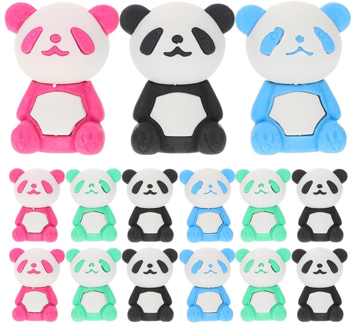 Allecto - Mini-gummetjes - Panda-gummen - Schattig en Functioneel - 16 Stuks - Schoolbenodigdheden - Perfect voor Kinderen - Creatief en Leuk