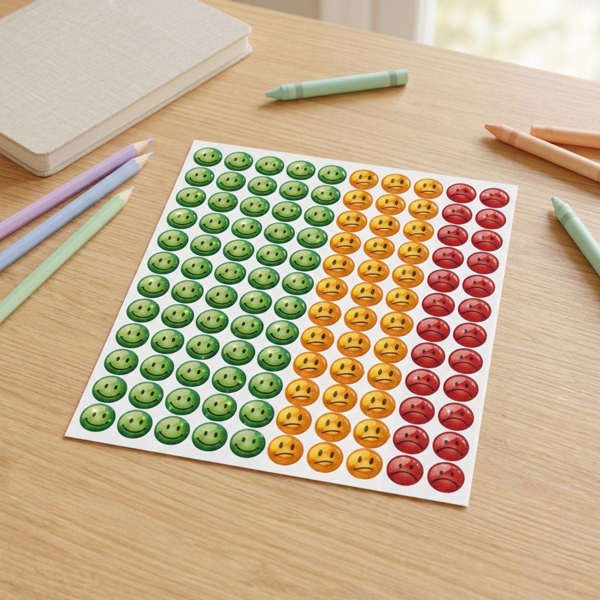 Smiley Stickers met Glitters - 600 Stuks - Beloningsstickers - 5 Stickervellen — afbeelding 4