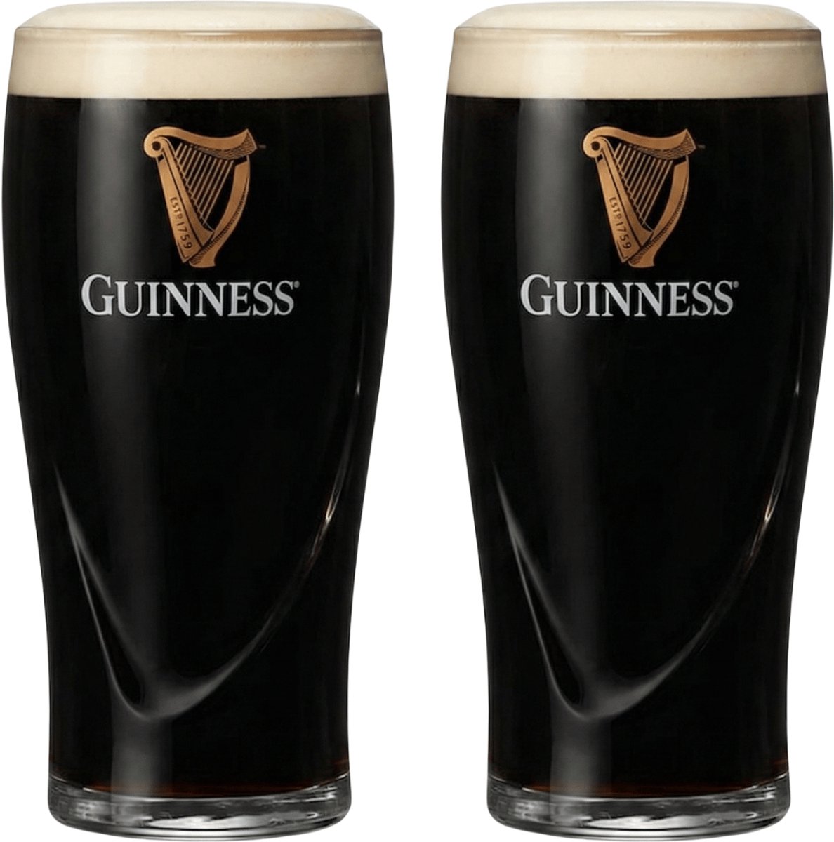 Guinness Bierglazen Pint 500 ml - Set van 2 glazen voor bier - Ideaal voor feestjes en samen genieten - Vaatwasserbestendig - Transparant glas - Hoogte 159 mm, Diameter 79 mm - Glaswerk - Merk Bierglazen