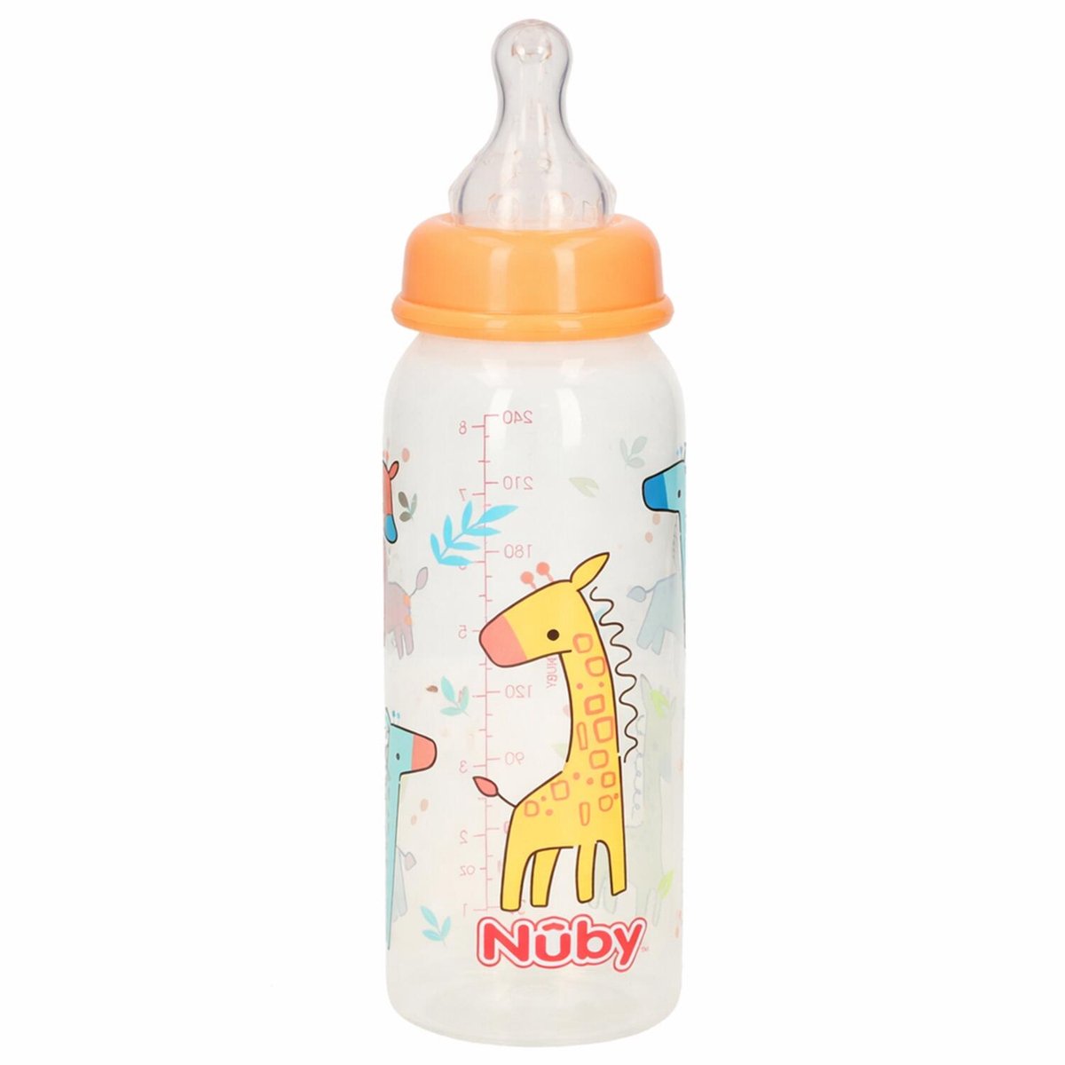 Nuby baby drinkfles - 1x- oranje - 240 ml - voedingfles - melkfles