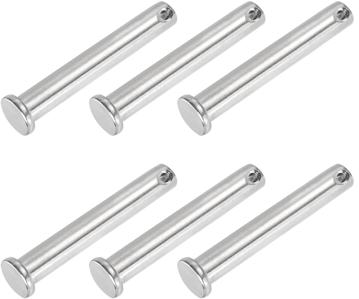 10 x 65mm One Hole Pins - 6 Stuks RVS 304 Platte Hoofd voor Scharnier Systeem Mortise Slot - Zilver